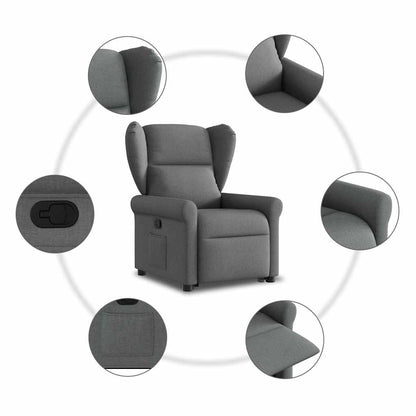 Poltrona Alzapersona Reclinabile Grigio Scuro in Tessuto | homemem39