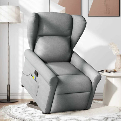 Poltrona Alzapersona Massaggi Reclinabile Grigio Chiaro Tessuto | homemem39