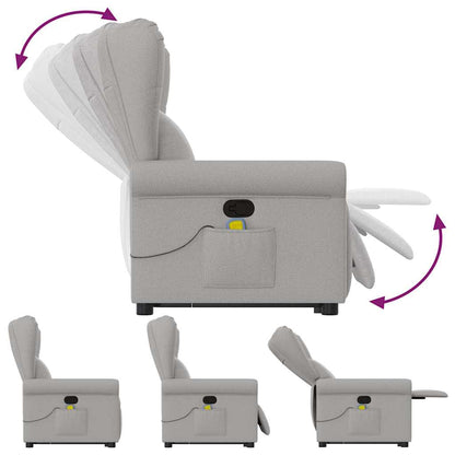 Poltrona Alzapersona Massaggi Reclinabile Grigio Nuvola Tessuto - homemem39