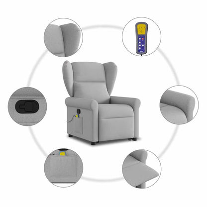 Poltrona Alzapersona Massaggi Reclinabile Grigio Nuvola Tessuto | homemem39