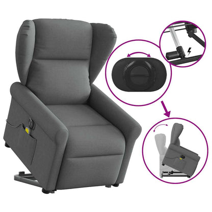 Poltrona Alzapersona Massaggi Elettrica Grigio Scuro Tessuto | homemem39