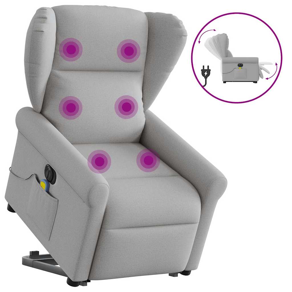 Poltrona Alzapersona Massaggi Elettrica Grigio Nuvola Tessuto | homemem39