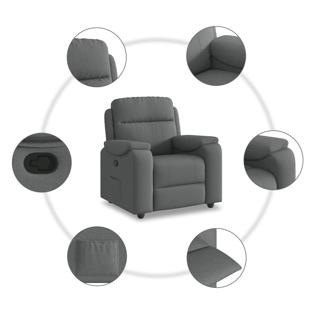 Poltrona reclinabile in Tessuto Grigio Scuro | homemem39