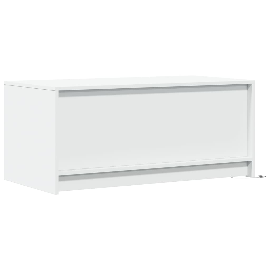 Tavolino da Salotto con Luci LED Bianco in Truciolato | homemem39