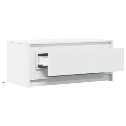 Tavolino da Salotto con Luci LED Bianco in Truciolato | homemem39