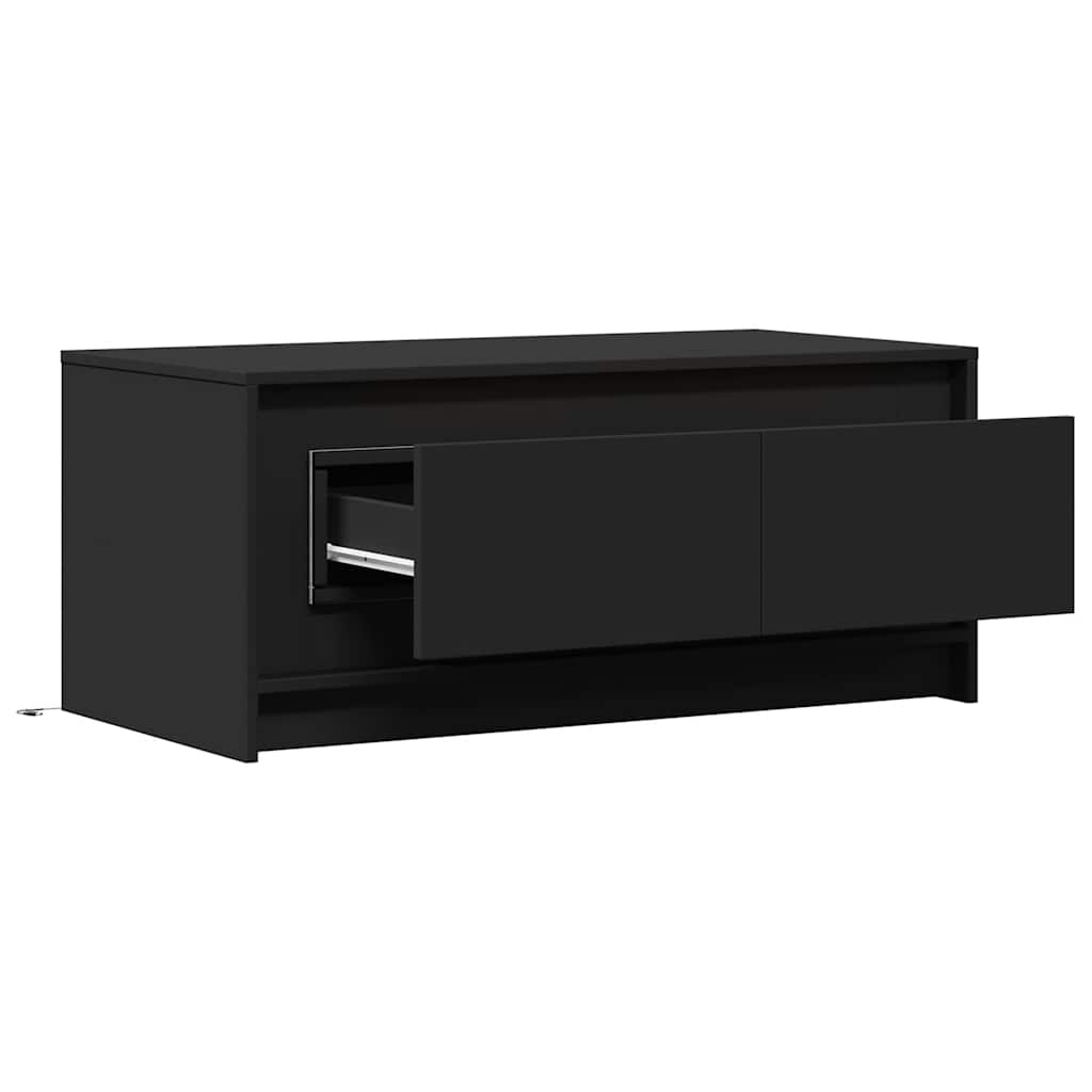 Tavolino da Salotto con Luci LED Nero in Truciolato | homemem39