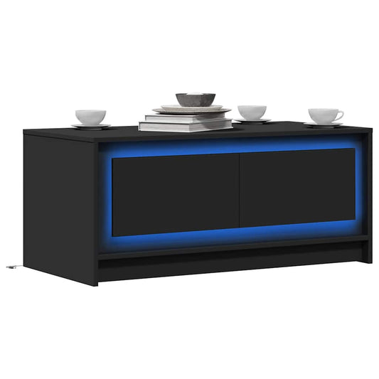 Tavolino da Salotto con Luci LED Nero in Truciolato | homemem39