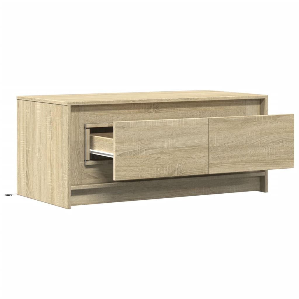 Tavolino da Salotto con Luci LED Rovere Sonoma in Truciolato | homemem39