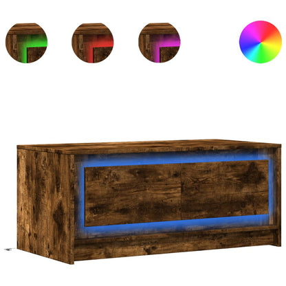 Tavolino da Salotto con Luci LED Rovere Fumo in Truciolato | homemem39