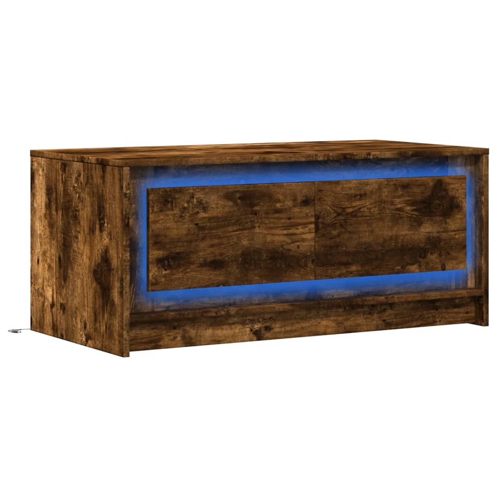 Tavolino da Salotto con Luci LED Rovere Fumo in Truciolato | homemem39