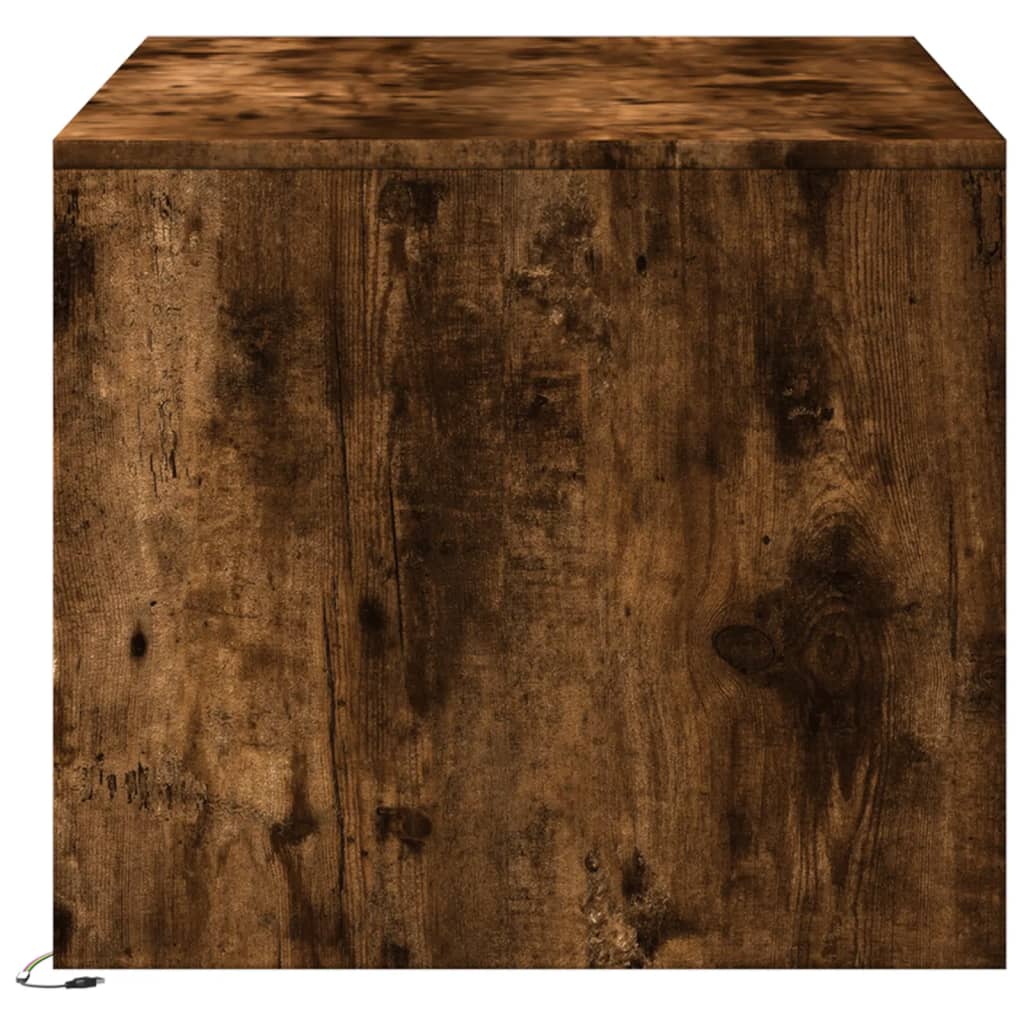 Tavolino da Salotto con Luci LED Rovere Fumo in Truciolato | homemem39
