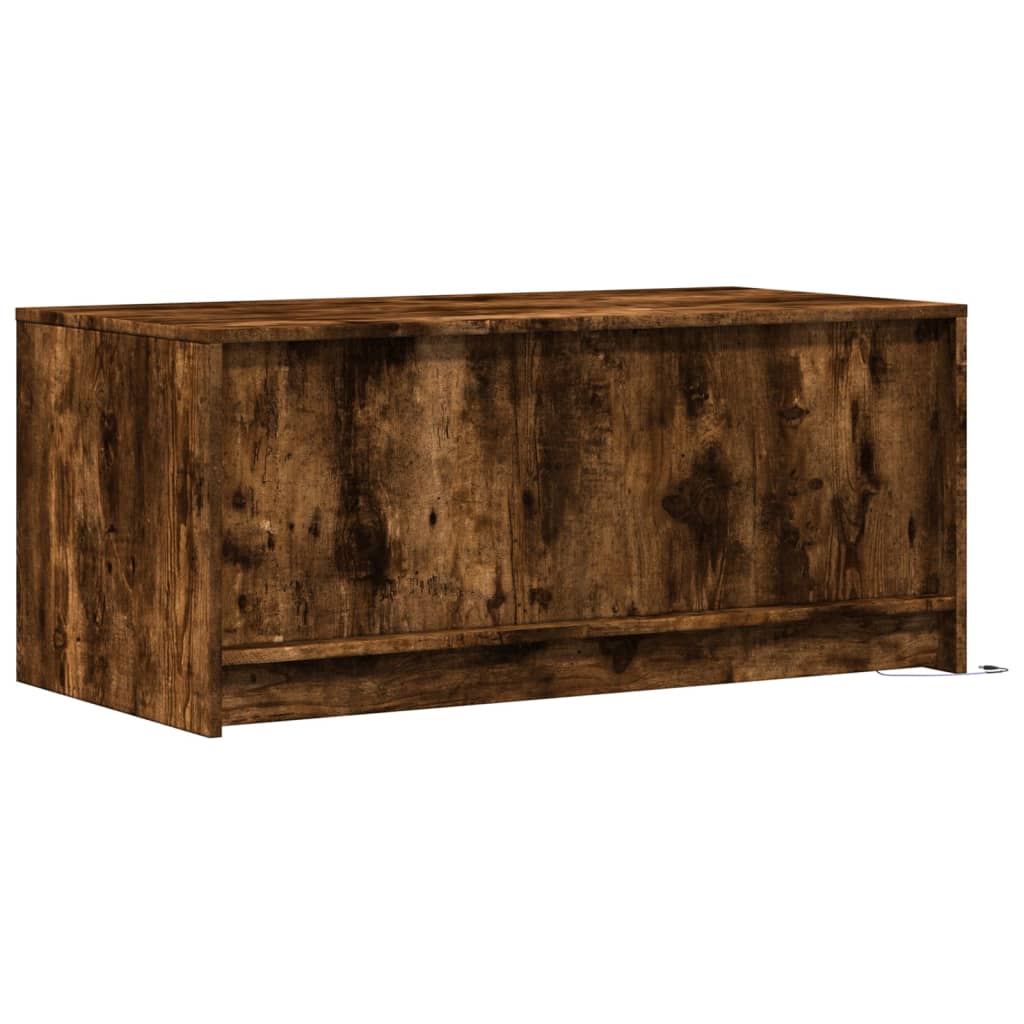 Tavolino da Salotto con Luci LED Rovere Fumo in Truciolato | homemem39