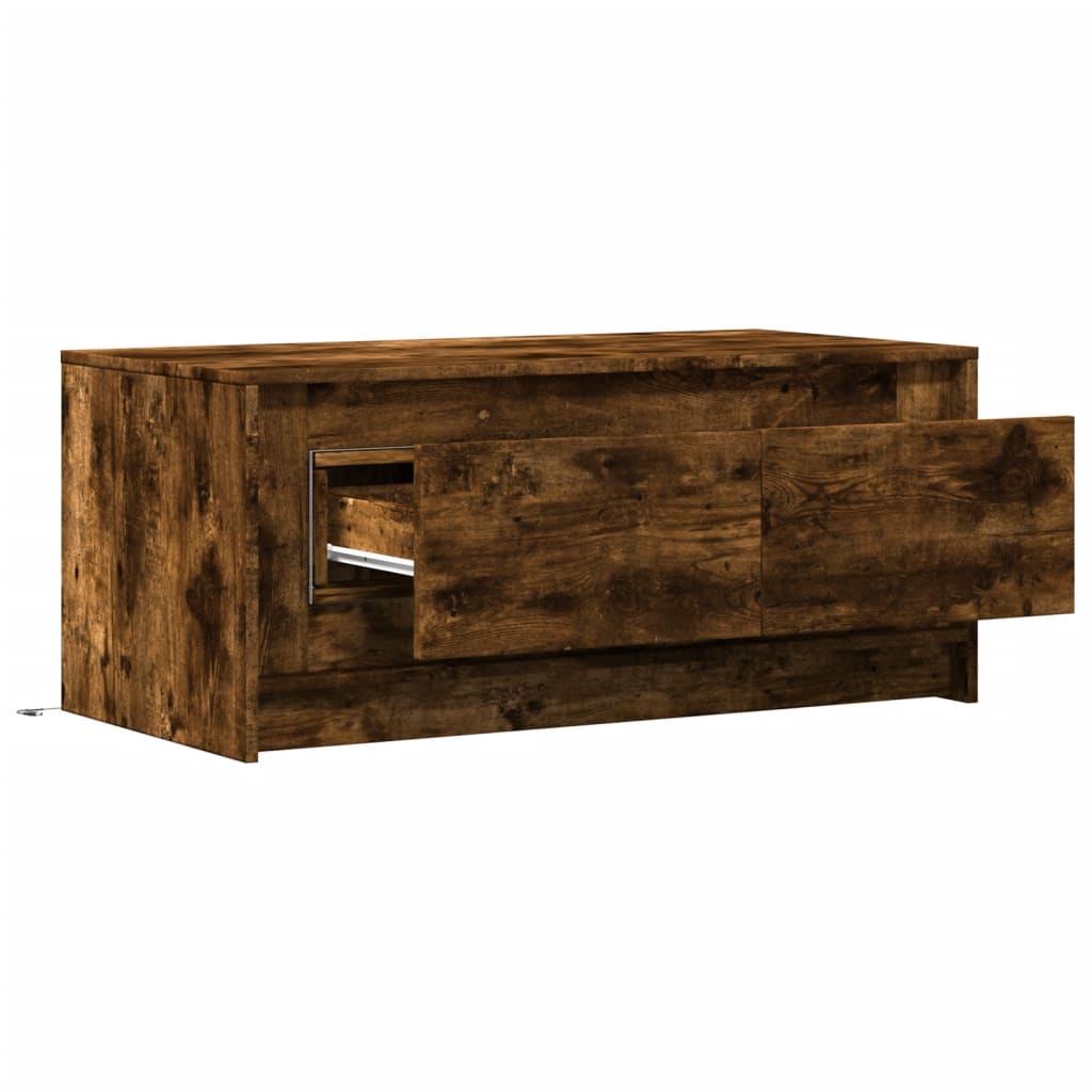 Tavolino da Salotto con Luci LED Rovere Fumo in Truciolato | homemem39