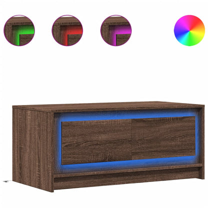 Tavolino da Salotto con Luci LED Rovere Marrone in Truciolato | homemem39
