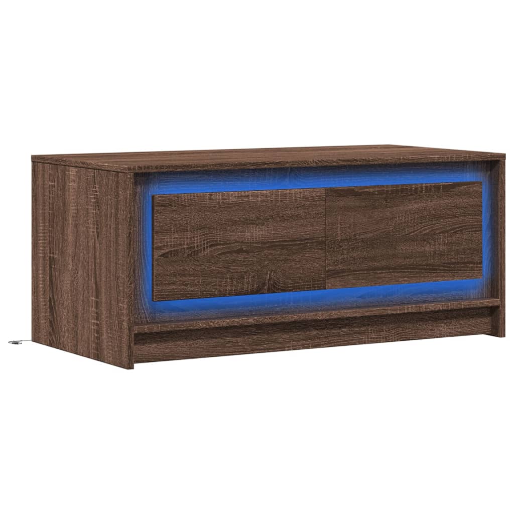 Tavolino da Salotto con Luci LED Rovere Marrone in Truciolato | homemem39