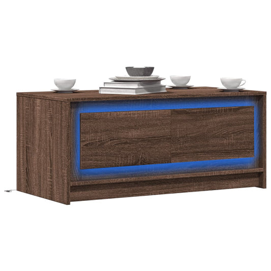 Tavolino da Salotto con Luci LED Rovere Marrone in Truciolato | homemem39