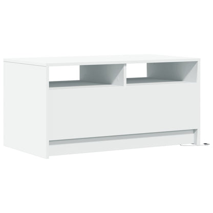 Tavolino da Salotto con Luci LED Bianco in Truciolato | homemem39