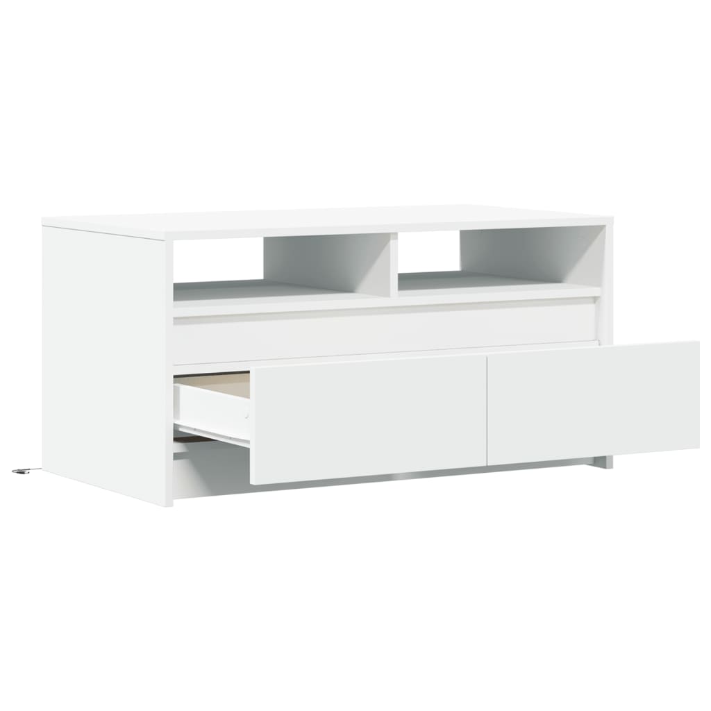 Tavolino da Salotto con Luci LED Bianco in Truciolato | homemem39