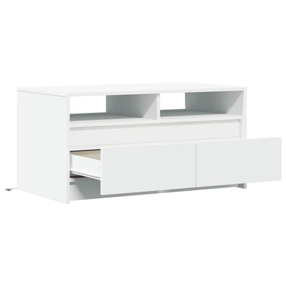 Tavolino da Salotto con Luci LED Bianco in Truciolato | homemem39