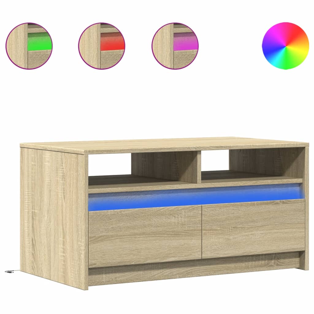 Tavolino da Salotto con Luci LED Rovere Sonoma in Truciolato | homemem39