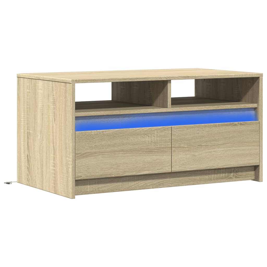 Tavolino da Salotto con Luci LED Rovere Sonoma in Truciolato | homemem39