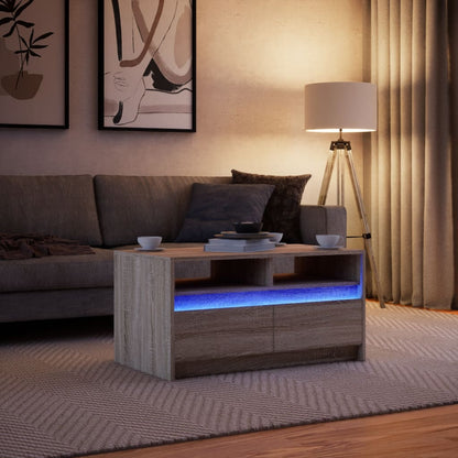Tavolino da Salotto con Luci LED Rovere Sonoma in Truciolato | homemem39