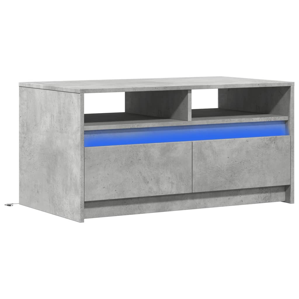 Tavolino da Salotto con Luci LED Grigio Cemento in Truciolato | homemem39