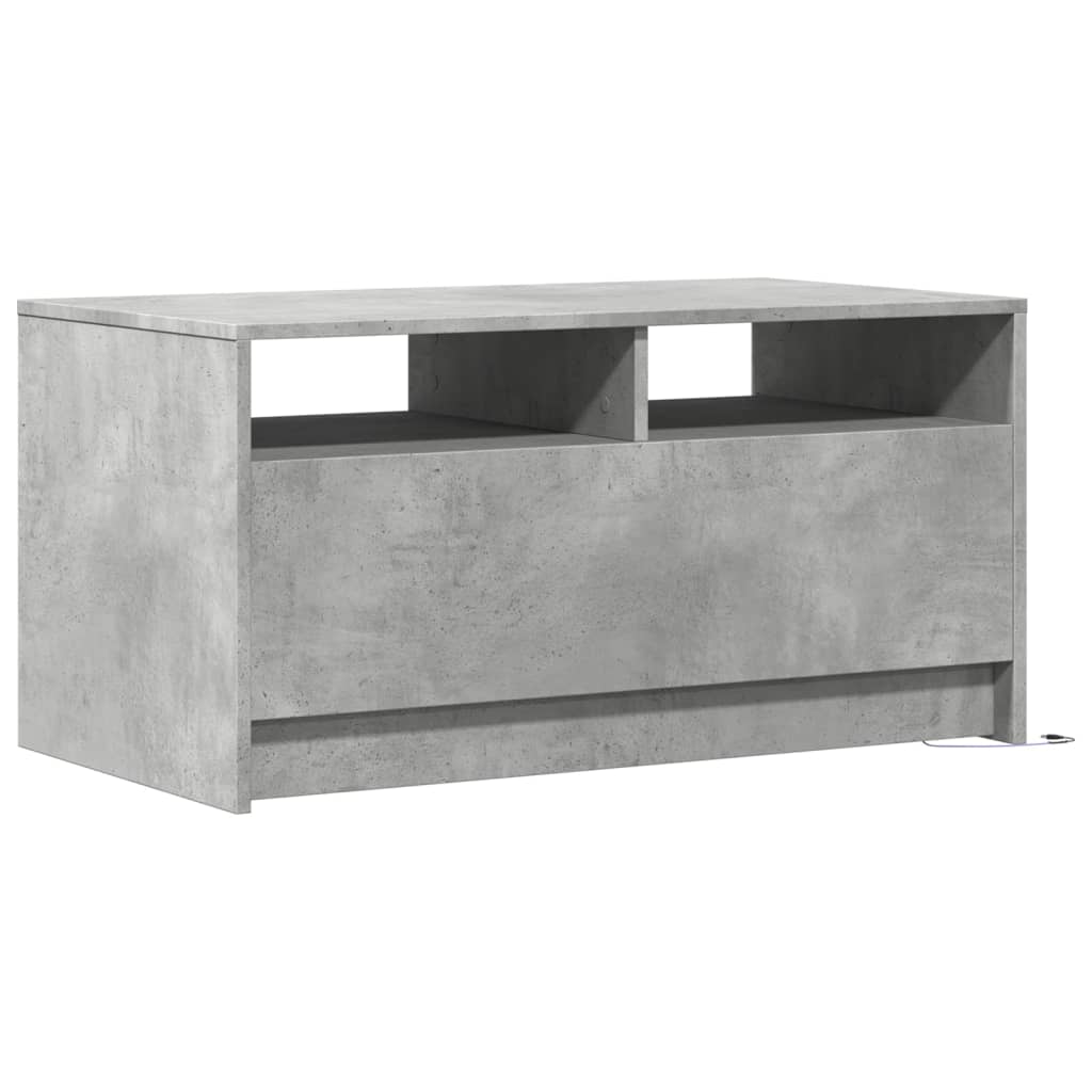Tavolino da Salotto con Luci LED Grigio Cemento in Truciolato | homemem39