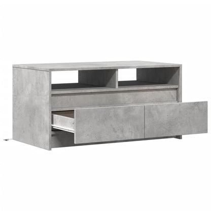 Tavolino da Salotto con Luci LED Grigio Cemento in Truciolato | homemem39