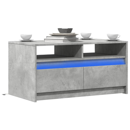 Tavolino da Salotto con Luci LED Grigio Cemento in Truciolato | homemem39