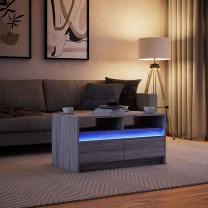 Tavolino da Salotto con Luci LED Grigio Sonoma in Truciolato | homemem39