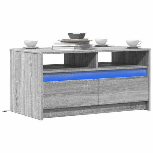 Tavolino da Salotto con Luci LED Grigio Sonoma in Truciolato | homemem39