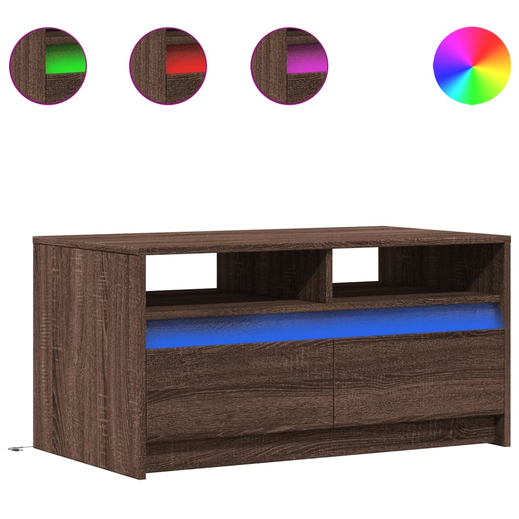 Tavolino da Salotto con Luci LED Rovere Marrone in Truciolato | homemem39