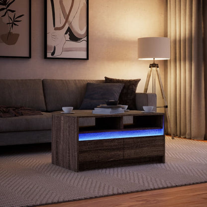 Tavolino da Salotto con Luci LED Rovere Marrone in Truciolato | homemem39