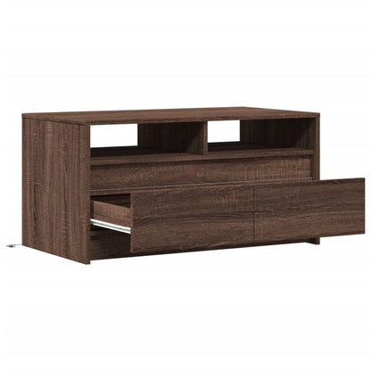 Tavolino da Salotto con Luci LED Rovere Marrone in Truciolato | homemem39