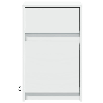 Comodino con Luci LED Bianco in Legno Multistrato - homemem39