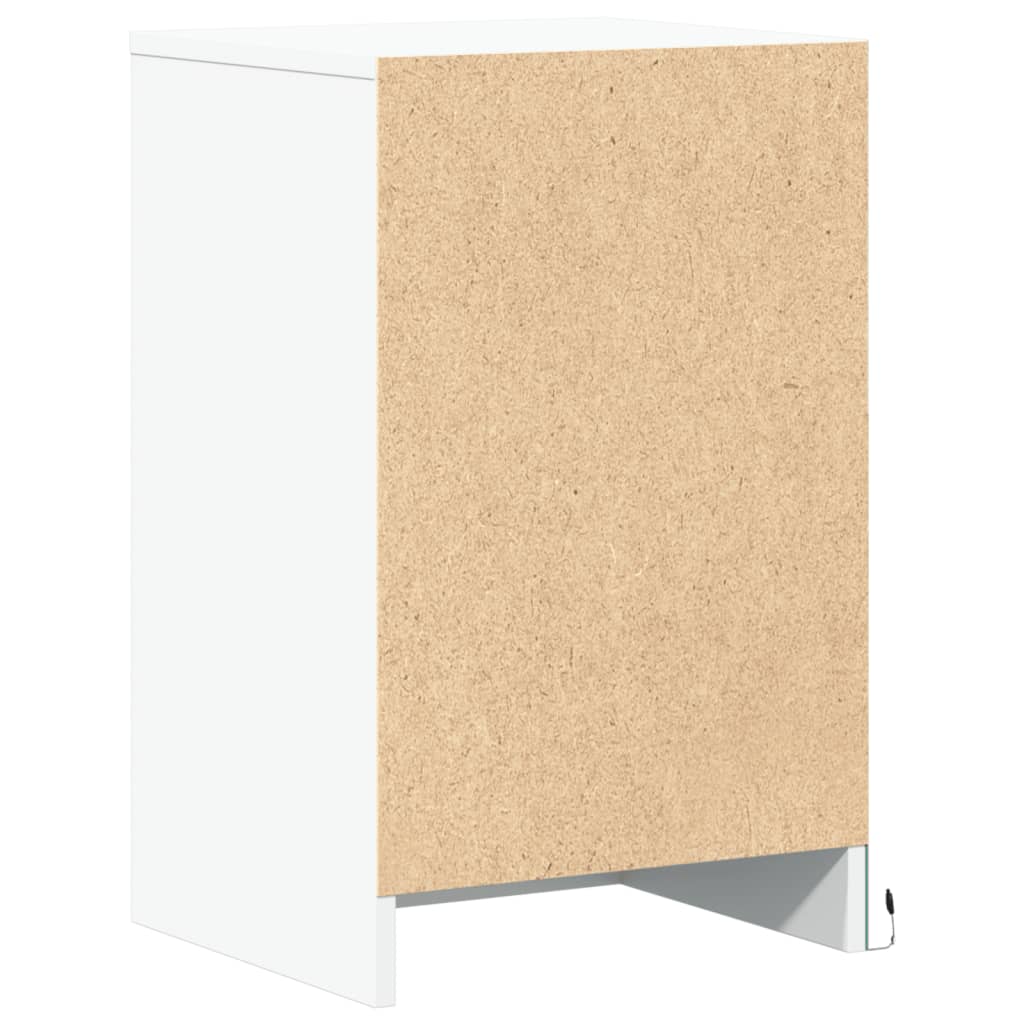 Comodino con Luci LED Bianco in Legno Multistrato - homemem39