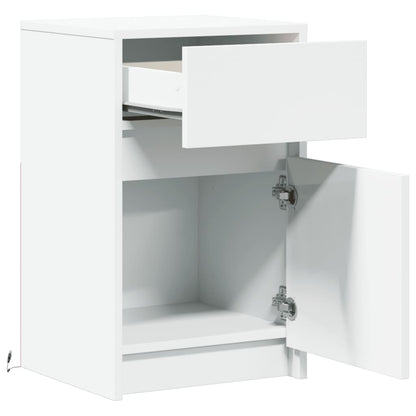 Comodini con Luci LED 2pz Bianchi in Legno Multistrato - homemem39