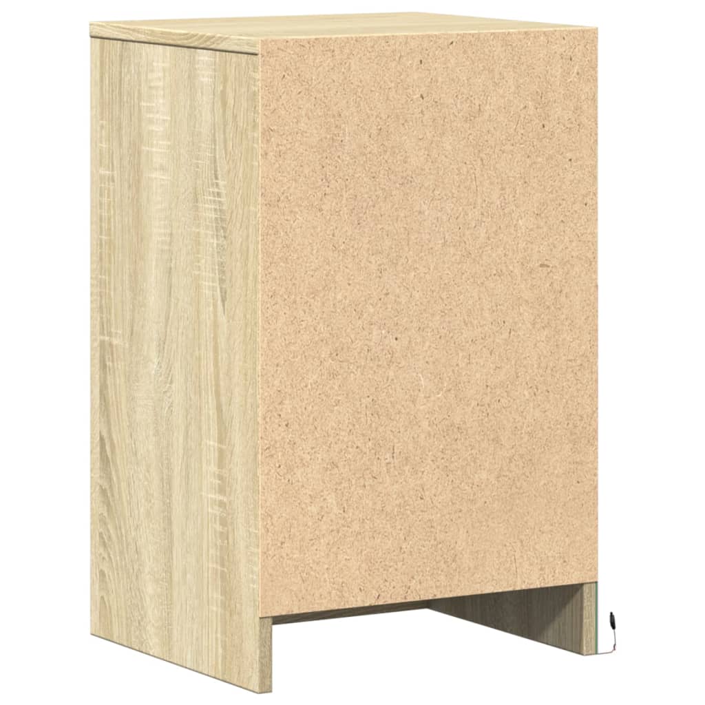 Comodini con Luci LED 2pz Rovere Sonoma in Legno Multistrato - homemem39