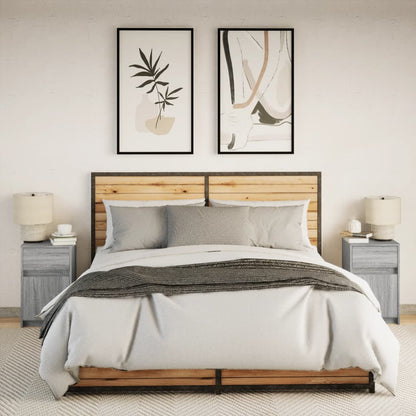 Comodini con Luci LED 2pz Grigio Sonoma in Legno Multistrato - homemem39