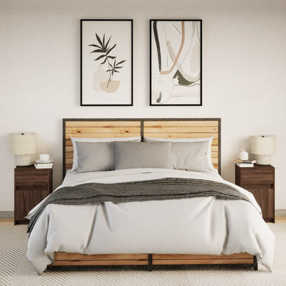 Comodini con Luci LED 2pz Rovere Marrone in Legno Multistrato - homemem39