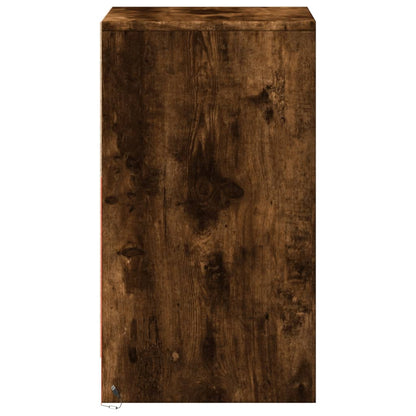 Comodino con Luci LED Rovere Fumo in Legno Multistrato - homemem39