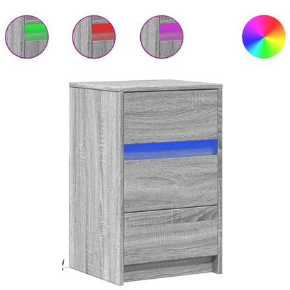 Comodino con Luci LED Grigio Sonoma in Legno Multistrato - homemem39