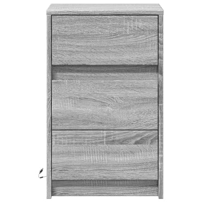 Comodino con Luci LED Grigio Sonoma in Legno Multistrato - homemem39