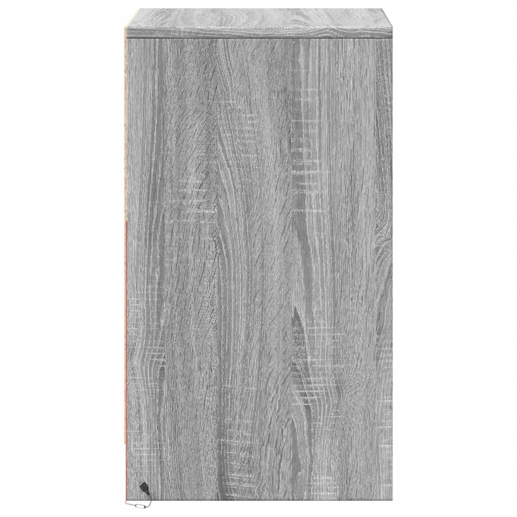 Comodino con Luci LED Grigio Sonoma in Legno Multistrato - homemem39