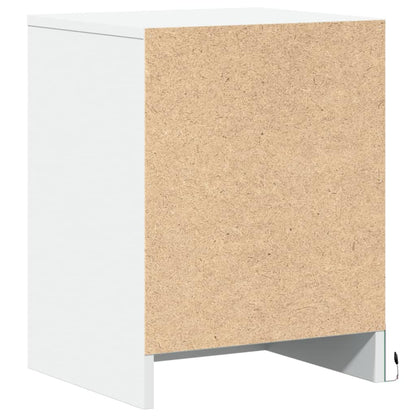 Comodino con Luci LED Bianco in Legno Multistrato - homemem39