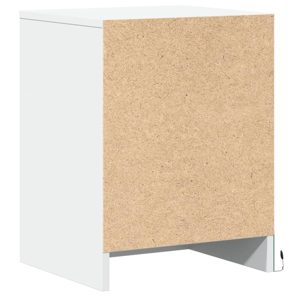 Comodini con Luci LED 2pz Bianchi in Legno Multistrato - homemem39