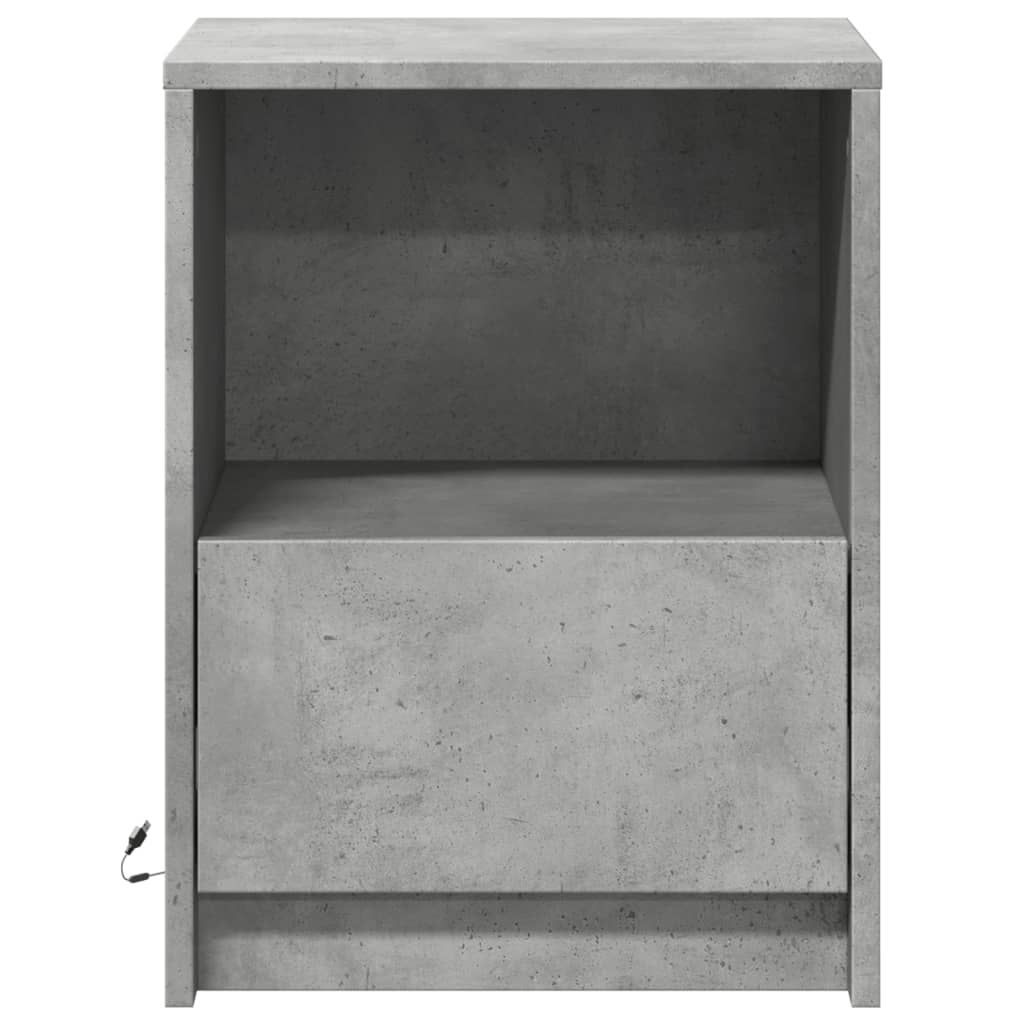 Comodini con Luci LED 2pz Grigio Cemento in Legno Multistrato - homemem39