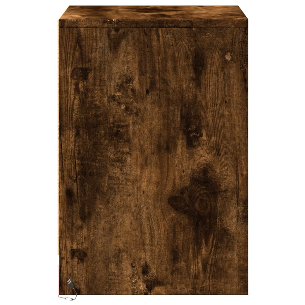 Comodini con Luci LED 2pz Rovere Fumo in Legno Multistrato - homemem39