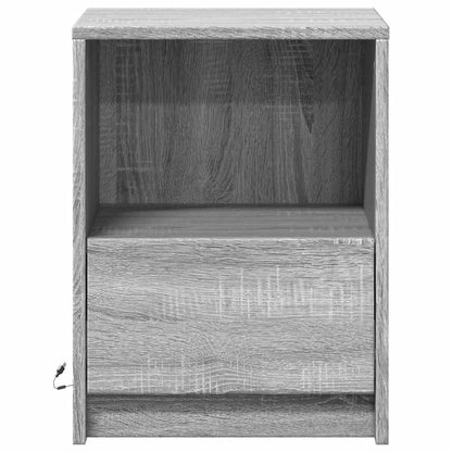 Comodini con Luci LED 2pz Grigio Sonoma in Legno Multistrato - homemem39